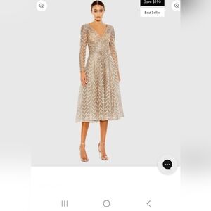 Mac Duggal Metallic Long Sleeve Dress